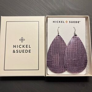 NIB Nickel & Suede Gilded Lilac Teardrops - Size M